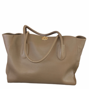 Clamire Italian pebbled taupe leather BIG shoulder tote.